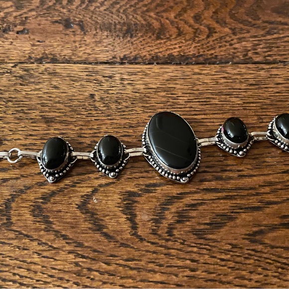 NWT 925 Silver Black Onyx 7” Bracelet- The Protection Stone - Picture 4 of 9